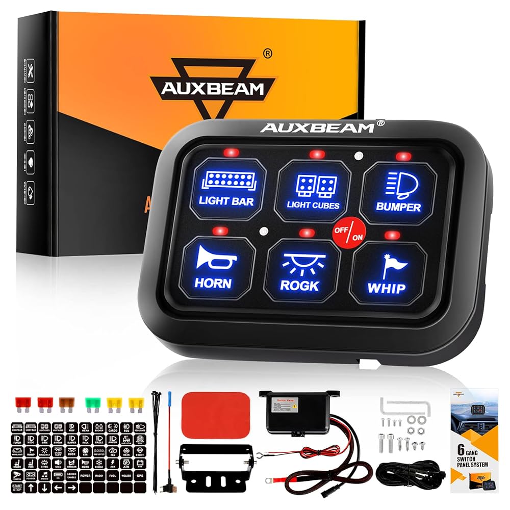 アクセサリー AUXBEAM SWITCH PANEL Amazon.com: Auxbeam 6 Gang Switch Panel (Blue) + Waterproof